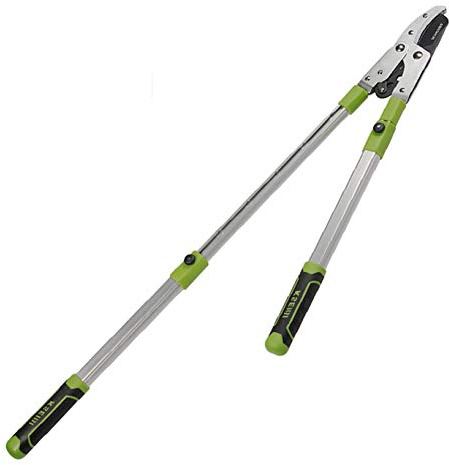 RONGJJ Tijeras De Podar, Podadoras De Jardín, Mango Largo, Trinquete Telescópico, Yunque, Menos Esfuerzo, Corte Grueso, Extensible, Resistente, Manual, Retráctil