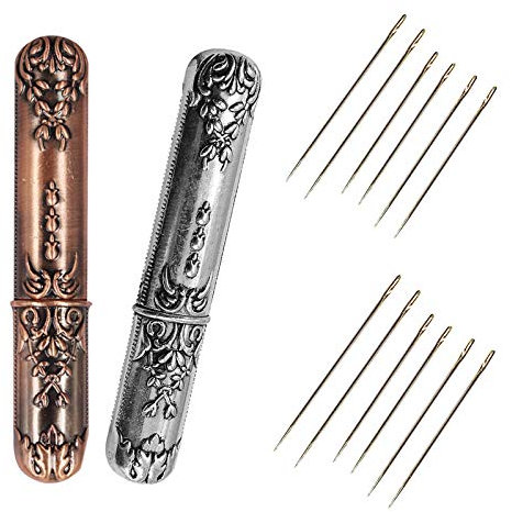 NOTIONSLAND 24 Stück Handnähnadeln, Großes Öhr, Selbsteinfädelnde Nadeln Mit Etui, Vintage-Nadelhalter Zur Aufbewahrung Von Nähzubehör
