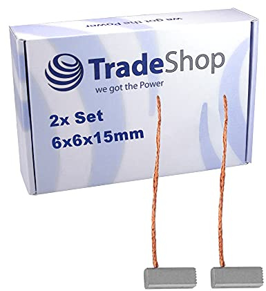 2x Trade-Shop Motorkohle Kohle-Bürste Schleifkohle 6x6x15mm 12V-24V Volt für verschiedene KFZ-Motoren Rolltor Garagentor Antriebe Lichtmaschine