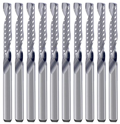 1/8Inch Shank,Single Flute (O Flute) Up Cut Spiral Router Bits End Mill Cutter, 1/8 inch Cutting Diameter, 0.87 inch Cutting Length,1.77 Inch OVL for Acrylic PVC MDF Plastic