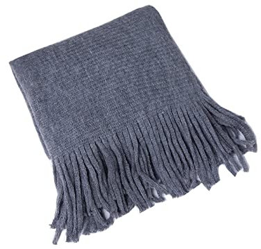 Whoiy Xxl Schal Grau, Xxl Schal Damen Quaste Schal Wraps 195X55cm Warmer Übergroßer Winterschal-Poncho
