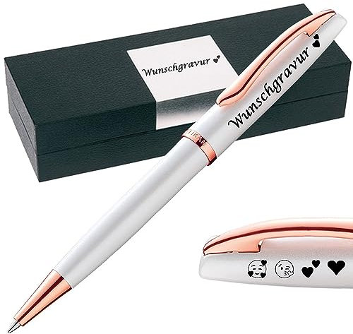 Juwelier Schönschmied PeIikan Kugelschreiber mit Gravur als Geschenk | Emoji Gravur | Kugelschreiber Jazz Noble Elegance Perlmutt Weiß - Wunschgravur mit Symbolen