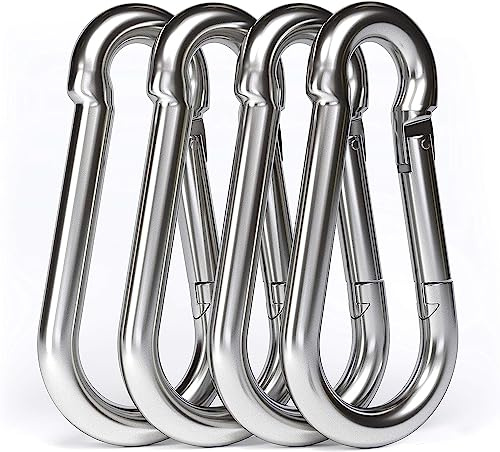 SENENQU 4 Stück- M10 Karabiner Edelstahl 10x100 mm Groß Karabinerhaken Edelstahl Tragfähigkeit 600 kg/1200 lb, Haken Karabinerhaken Camping Hamc Schaukel - 100mm x φ10 mm