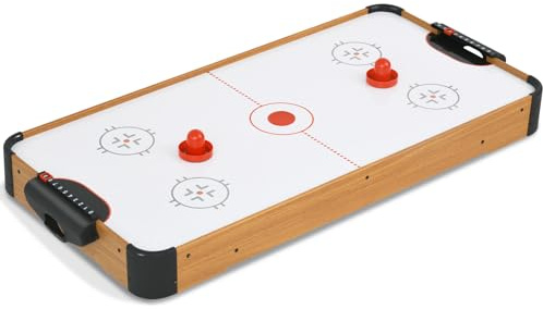 40in Tabletop Air Hockey Table, Portable Arcade Game Table for Kids and Adult, Indoor Game Table w/ 2 Pucks, 2 Pushers, Electronic Motor Fans for Game Room、Family Recreation (Light Woodgrain)