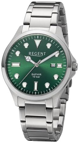 REGENT Herrenuhr mit Gliederband Datumsanzeige 10 ATM Saphirglas F-1455