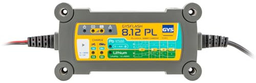 GYS, GYSFLASH 8.12 PL, Chargeur de Batterie Intelligent Plomb (AGM, Gel...) & Lithium (LiFePO4), 1A/4A/8A, Véhicules 12V (Moto, Voiture, Utilitaire), Maintien de Charge Sécurisé, Désulfatation, IP65
