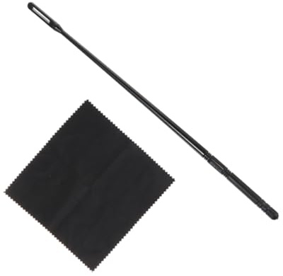 Flötenreinigungsstab mit Reinigungstuch, Schwarz, 2 Stück | Kunststoff und Tuch, für Flöte und Piccolo, Schonende Innenpflege, Einfach in Anwendung
