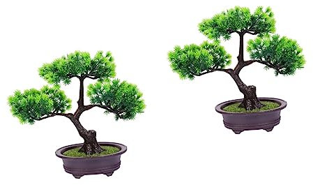 TOPBATHY 2 Stück Einladende Kiefern-Ornamente Künstliche Kiefern-Topfdekoration Mini-Dekoration Künstliche Blumenarrangement-Pflanze Künstliche Baumpflanze Mini-Pflanzen Künstlich
