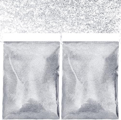 100 g ultrafeines Glitzerpulver, Festival-Glitzer-Pailletten Silberpulver Basteln Silber Glitzerpulver für Kosmetische Dekorationen für Nägel Kunst Gesicht Kartenherstellung Basteln (Silber)