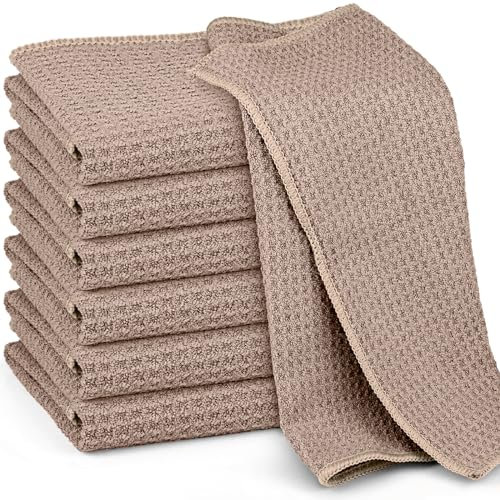 Ekedalen Microfibre Cleaning Cloth, Glass Window Mirror Cloth for Streak Free Lint Free Magic Shiny Polishing Buffing, Dish Cloth for Washing Drying Kitchen Home Car Bathroom, Waffle Barista Tea Towel