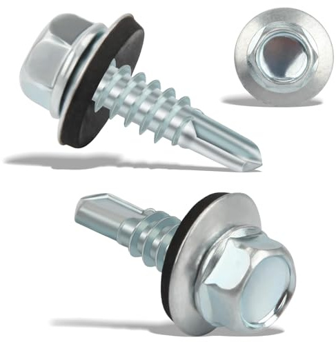 240 PCS Tornillos Autoperforantes de Metal 4,8x16 mm Tornillos Autoperforantes Inox Chapa de Acero Hexagonal Tornillos Autoperforantes para Metal Tornillos Estancos con Junta Chapa Cubierta