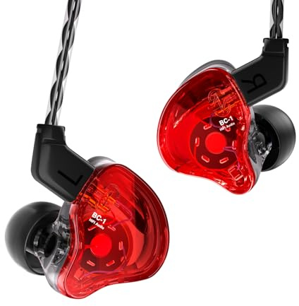Yinyoo CCZ Melody in-Ear-Monitors Hybrid 1BA 1DD HiFi Écouteur Basses Profondes Écouteurs Intra-Auriculaires Légers IEM avec Câble 4N OFC pour Musicien/Batteur/Bassiste (Rouge, sans Micro)