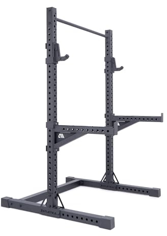ATLETICA R7 Squat Rack | Storlek: 203cm | Inkluderar spotterarmar, sandwich J-krokar och gummifötter | Från en höjd av 203cm med en monkey bar för pull-ups