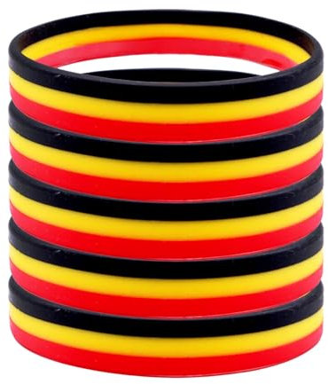 Deutschland Fanarmband Fanartikel Armband Silikonband Band für 2024 Weltfußballspiele, Europameisterschaft, Schwarz, Rot, Gold