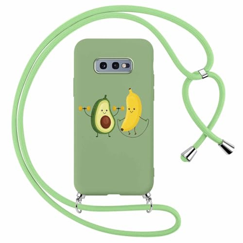 Foonary Handyband Hülle mit Band für Samsung S10e 5,8 Handyhülle, Aesthetic Design Kette Necklace Case mit Kordel zum Umhängen Silikon Schutzhülle Cover Schnur für Samsung Galaxy S10e, Avocado