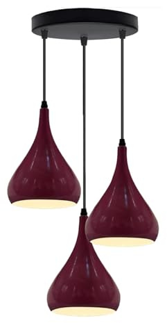 LEDSone Deckenleuchte, 3-Wege-Hängelampe, Tropfenform, mit Augapfel-Design, Rot, modernes ES E27 UK-Lampenfassung (Burgund)