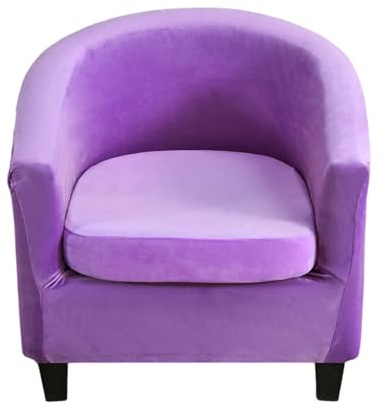 Hearda Clubsessel Bezug, Samt Sesselbezug Cocktailsessel Bezug 2er Set Weich Stretch Sesselhusse Universal Modern Sesselüberwurf für Esszimmer Wohnzimmer Café Büro (Hellviolett)