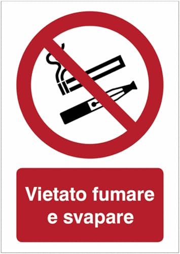 GLOBAL CARTELLO SEGNALETICO - Vietato fumare e svapare - Adesivo Extra Resistente, Pannello in Forex, Pannello In Alluminio (Plastica, 30x42 cm)