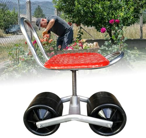 Robuster Gartenhocker mit Rollen, 360 Grad drehbarer Gartenroller, verstellbarer Höhenwagen für Jäten und Pflanzen im Freien