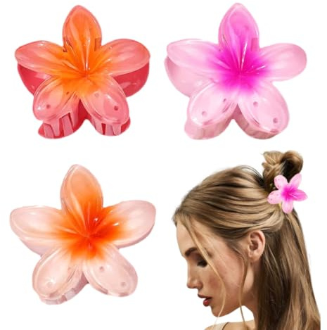 Pince Cheveux Fleur, 3 Pièces Pince a Cheveux Fleur AntidéRapante, Plumeria Flower Hair Clips, Pince Cheveux Fleur Hawaienne, Grandes Pince Fleurs Cheveux