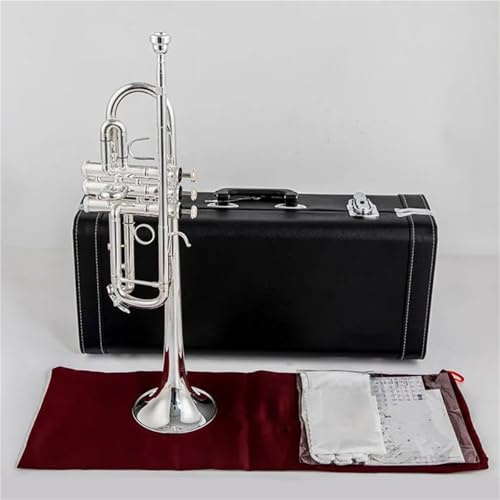 C-Trompete Flaches C-Messing Versilbert Professionelle Trompeten-Musikinstrumente Mit Lederetui
