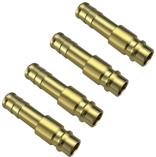 Jingzan Lot de 4 raccords d'air de compression en laiton - Raccord de tuyau de 10 mm vers connecteur mâle à dégagement rapide pour outils pneumatiques - Robuste
