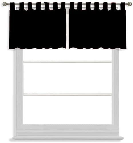 Thread Decor Tab Top Room Darkening Curtains Small Size Kitchen Bathroom,Basement Window Curtain Panel Black 42 Wide by 34 Long (Pack of 1)
