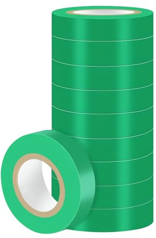 Duccinp Grün Isolierband 18mm x 13m 10 Stück PVC Elektrische Leitungen Reparatur, Hitzebeständig Hochflexibe Wasserdicht Electrical Tape für Verdrahtungsprojekte und Reparaturen