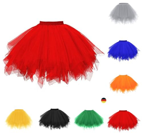 Tutu Damen Tüllrock 50er Karneval Tütü Rock Kurz Ballett - Unterrock Crinoline Petticoat Tutu Mini Rock Karneval Kostüm