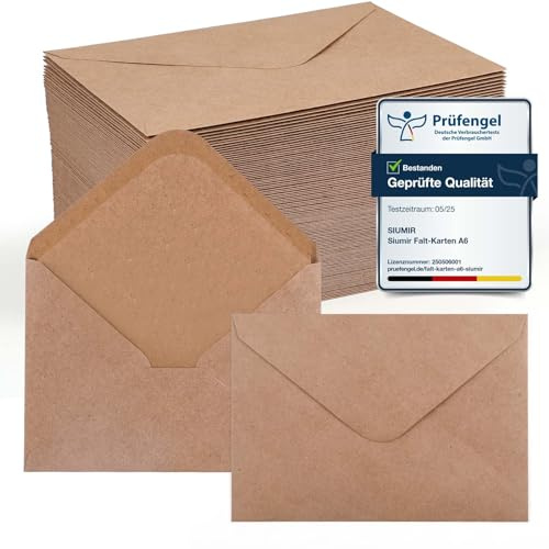 Siumir - 110 buste per lettere, formato DIN C6, 16,2 x 11,4 cm, colore: marrone forte con aletta appuntita, carta di alta qualità, 120 g/m², per documenti, inviti e biglietti di auguri