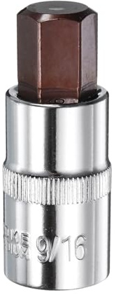 sourcing map 9/16 Hex Bit Socket 1/2 Square Drive SAE Extension Impact Bit Power Nut Driver Set S2 & CR-V Steel Socket Ratchet Wrench Bits
