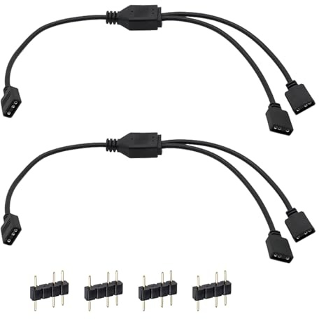 2 Splitter Fan ARGB, Cable RGB 5V 3 Pines, Cable Divisor ARGB de 30 cm para PC, 1 a 2 Conexiones, Compatible con ASRock, ASUS, MSI, Flexible y Duradero, Ideal para Ventiladores y Tiras LED