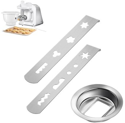 HUATEEN Spritzgebäckvorsatz,3 Stück Spritzgebäckvorsatz Edelstahl Gebäckvorsatz mit 8 Formen und Verbindungsring,Kompatibel mit den Meisten Fleischwölfen für Weihnachten Gebäck Accessoires