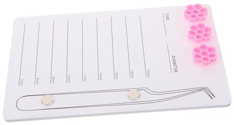 Tablero Porta Pestañas para Acrílico Blanco Extensiones Escala | Bandeja para Pinzas y Pestañas Postizas, Uso en Proceso de Extensión, Cómodo de Sujetar, Acabado Liso