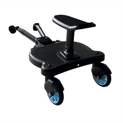 Universelles Buggy-Board mit Organizer-Tasche, sicheres Mitfahrbrett für Kinder von 2-6 Jahren (25 kg), Buggy-Board mit Sitz, perfekt für 99% der Kinderwagen,Blau,55 * 36 * 33cm