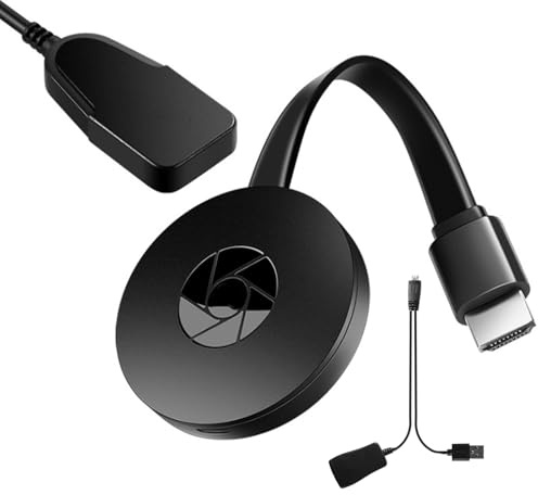 Adaptateur sans Fil 1080P Dongle d’Affichage 2.4GHz Portable Récepteur WiFi pour Streaming Vidéo Mémoire 128MB Compatible avec Miracast Airplay DLNA Projecteur pour Android iOS Windows Mac