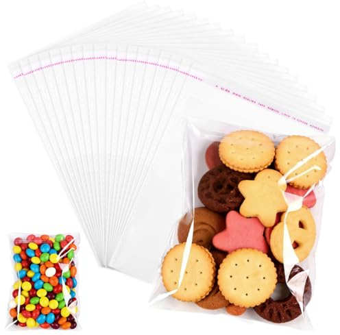 300 Stück Selbstklebende Kleine Cellophantüten, 20 x 15cm Zellophantüten | Transparent Kleine Tüten, Verschließbarer Geschenktüten für Geschenk Keks Süßigkeiten Schokolade Mitgebsel und Schmuck
