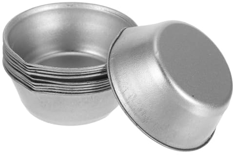 AKOOSY Set 10 Pezzi Vaschette Rotonde per Miscelazione Colori in Ferro con Beccuccio di Precisione per Pittura Modelli e Uso Esterno Colore Argento