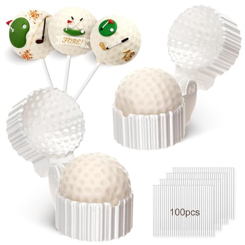 Yiyiring 2 Pcs Golf Ball Cake Pop Mold with 100 Sticks, Golf Balls Mold