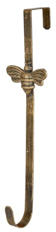 Dibor Over Door Hook Wreath Hanger Metal Brass Finish Door Hanger (Bee) | Recycled Metal, Cast Iron, Brass Finish, Vintage Style, Door Hook, Wreath Hook, Summer Decor