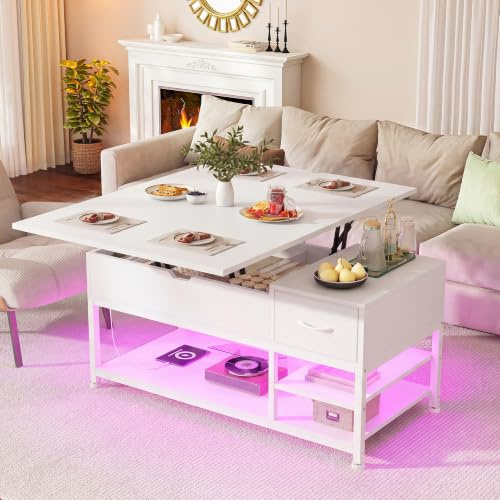 Klyvvo Mesa de Centro, Elevable y Extensible con LED