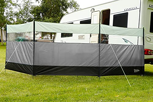 Leisurewize - Heavy Duty 500cm x 140cm Polyester Camping Windbreaker with Steel Poles, Guylines & Pegs – Portable Privacy & Sun Protection for Camping, Beach & Outdoor Use