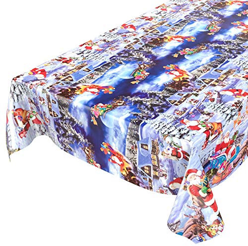 ANRO Wachstuchtischdecke Wachstuch Wachstischdecke Tischdecke Weihnachten Rot Weihnachtsfest 100x140cm eingefasst