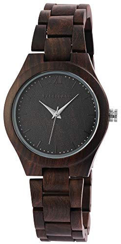 Excellanc Damen - Holzuhr Holzarmband Edelstahl Faltschließe Analog Quarz 1800157
