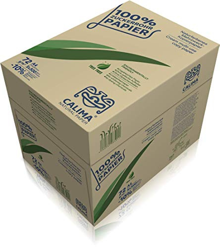 CALIMA® NATURAL PAPER Kopierpapier, Druckerpapier, TreeFree, ungebleicht, Upcycling aus 100% Zuckerrohr, nachhaltig, DIN A4 72g/m², naturfarben, (2500 Blatt = 5 Pakete à 500 Blatt), Recycling