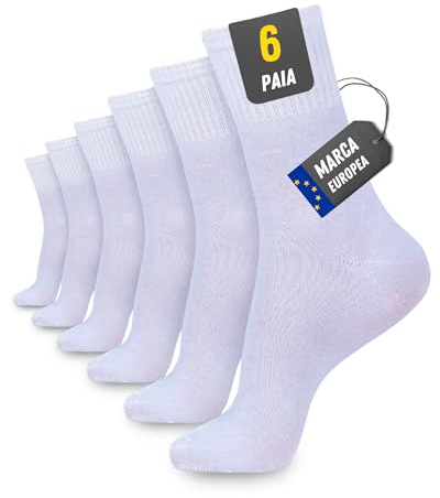POPYS® 6 par unisex sportstrumpor | sportstrumpor för kvinnor | sportstrumpor för män | damstrumpor | herrstrumpor, Vit, 35-40 EU