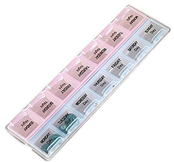 T- Pillendose mit 14 Fächern, Tablettendose Medikamentenbox Pillenbox, Medizin Halter für Tägliche Reise