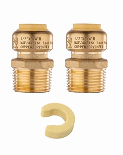 (Pack of 2) EFIELD Push fit 1/2 Inch x 3/4 Inch Male Adapter Push to Connect Pex Copper, CPVC, with a Disconnect Tool,(PF026-2PCS)