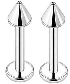 Lieson 2 Stück Nasenring Edelstahl 16G Nasenpiercing Nasenstecker Gerade Stab Kegel Ohrstecker 10MM Piercing Septum Knorpel Tragus Helix Ohrringe Silber