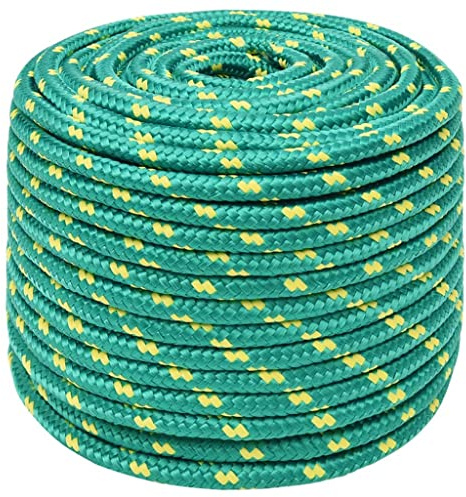 vidaXL Corde de Bateau Corde de Levage Câble d'Amarrage Ancrage Navire Lignes de Gréement Corde à Linge Vert 14 mm 100 m Polypropylène